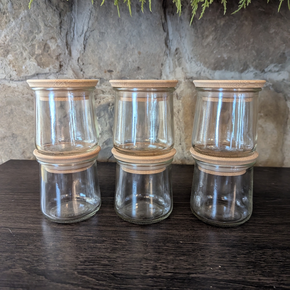 Set of 6 Glass Jars with Wooden Lids